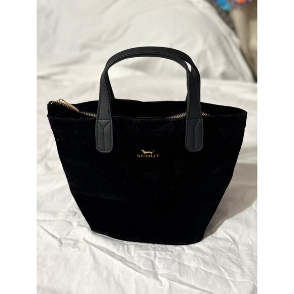 Scout Velvet Black Mini Tote With Dual Handles & Gold Quilted Interior Zip Close - Picture 14 of 15